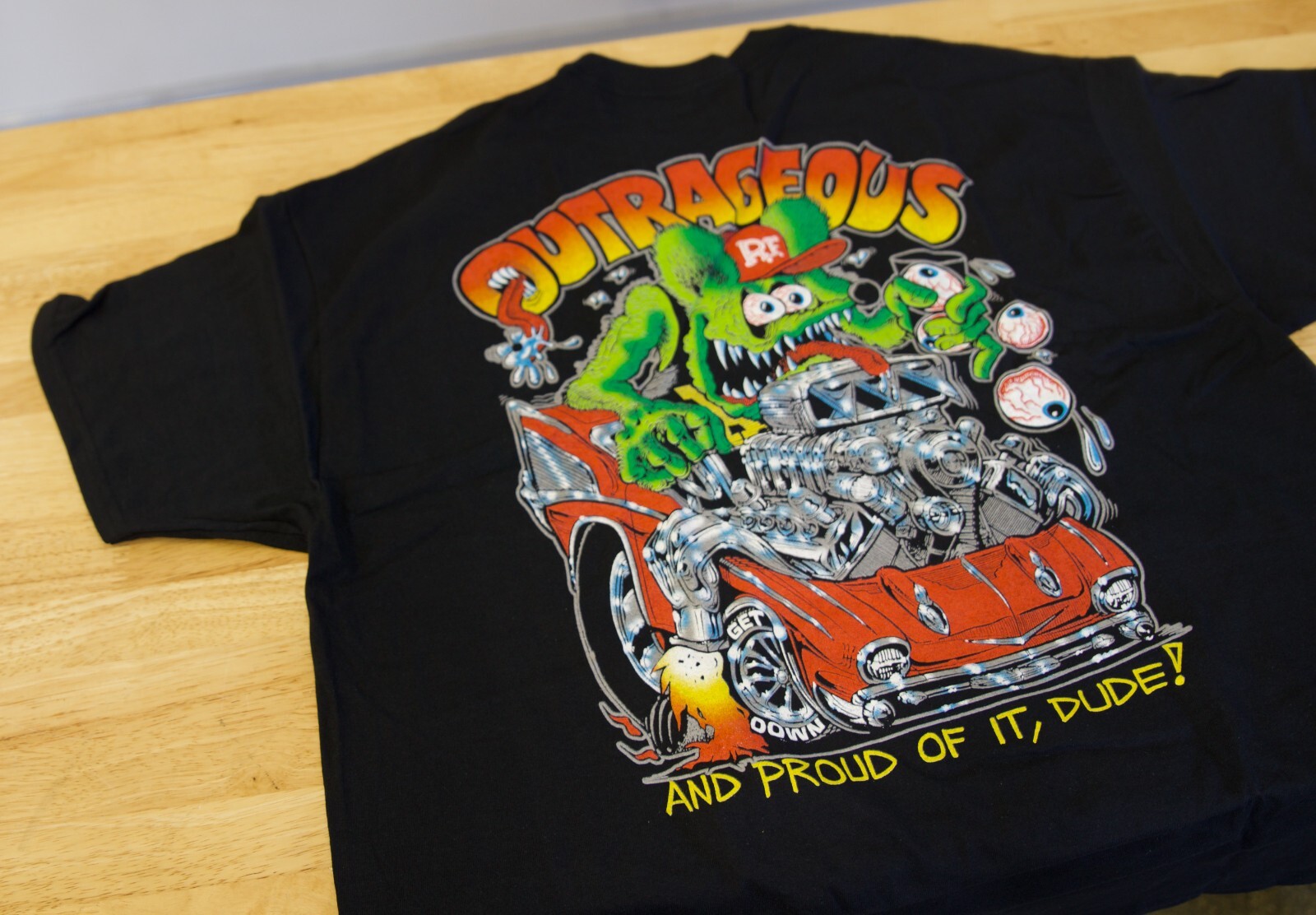 Men's Ed Big Daddy Roth Rat Fink Outrageous Hot Rod Black Cotton T-Shirt M-3XL