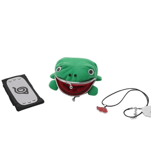 Naruto Akatsuki Green Frog Wallet with Hidden Leafe Village Headband Necklace - Picture 6 of 7