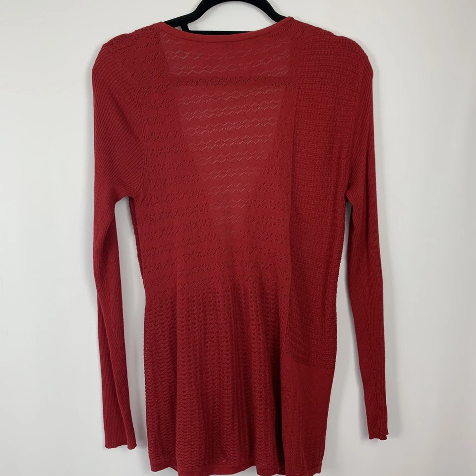 Cárdigan Suéter Nanette Lepore Mujer Seda, Lino Talla Mediana Borgoña Mediana Foto 4 de 4