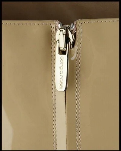 $ 1370 Sergio Rossi "Barbie" beige glänzende hohe Lacklederstiefel EU39B/US8,5M - Bild 20 von 21