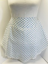 Vintage - White Blue Floral Cotton Hostess Half Apron Farmhouse Cottage