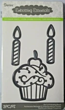 Cupcake and Candles  3 Pcs  Darice Embossing Essentials Cut, Emboss, Stencil NIP