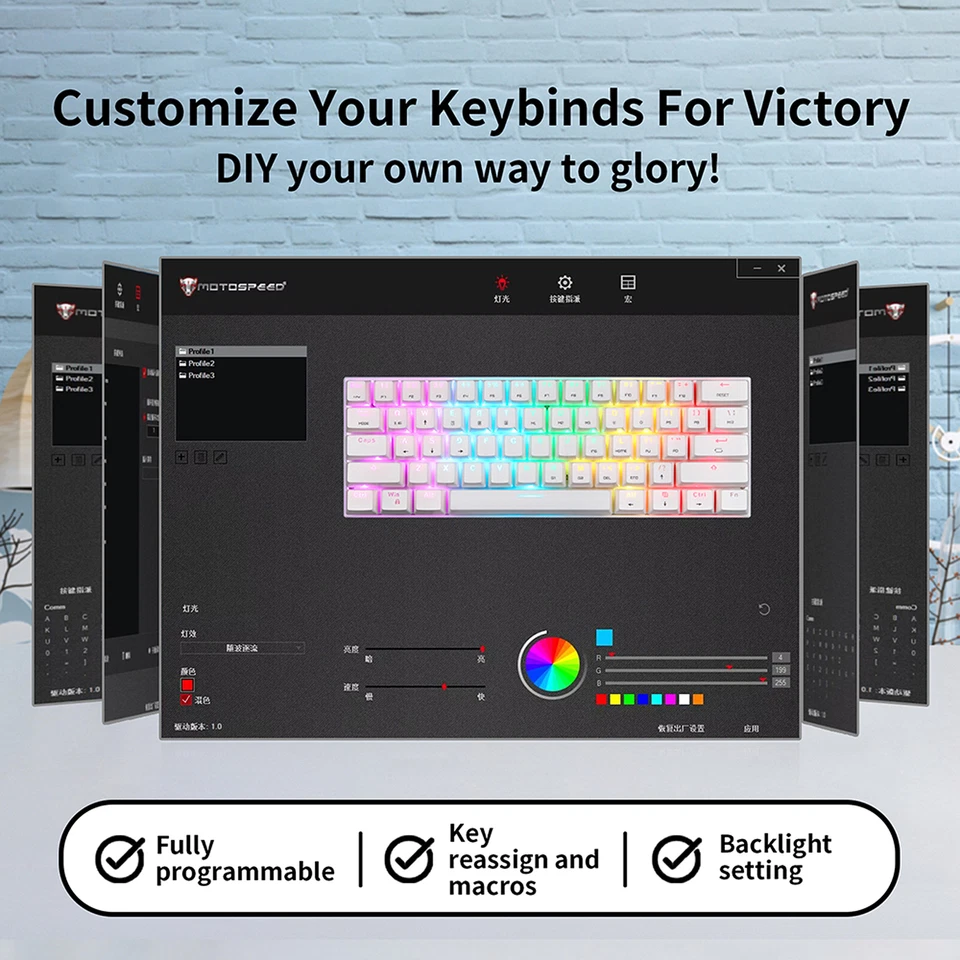 Gaming Mechanical Keyboard 61 Keys Backlight Blue Switch D1V1 - Image 4 of 4