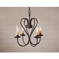 Irvin's Tinware Small 4 Arm Georgetown Metal Chandelier - Primitive Light - New