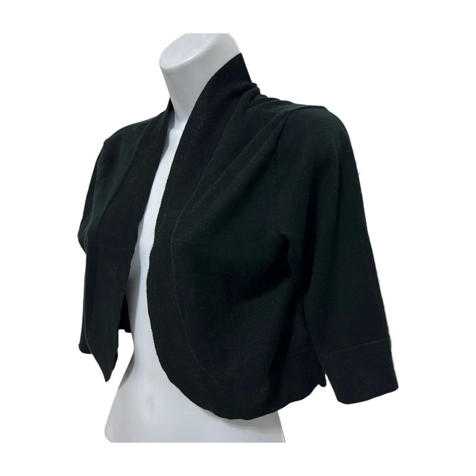 Кардиган Xhilaration женский размер маленький черный короткий рукав 1/4 открытый передний болеро - Изображение 2 из 4