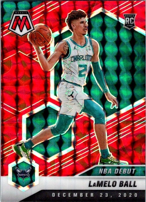 2020-21 Panini Mosaic #262 LaMelo Ball Red Reactive Prizm NBA Debut Rookie Card