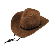 FakeFace Straw Cowboy Hat, Men Women Summer Beach Panama Sun One Size Brown