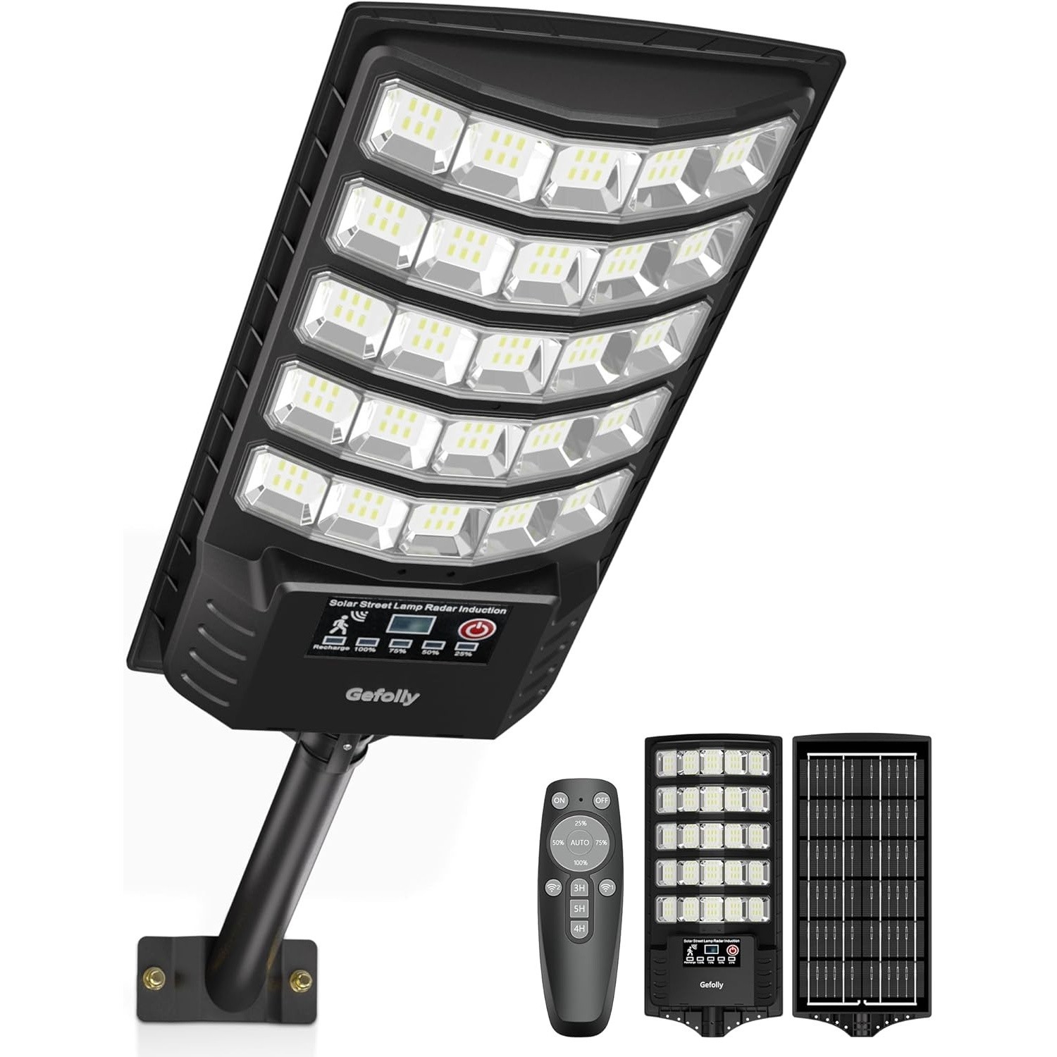 Gefolly Solar Street Light, 6500K LED, Motion Sensor, IP68 Outdoor Lamp