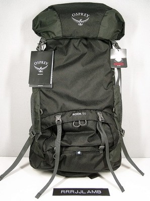 OSPREY ROOK 50 BACKPACK in Dark Charcoal (Black) w/ Raincover NEW CONDITION!