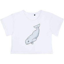 'Beluga Whale' Women's Cotton Crop Tops (CO058645)