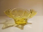 Vintage Blenko Glass 3744 Ruffled Bowl HTF Lemon Color 8 1/2" x 4"