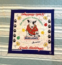 Vtg Spuds Mackenzie original Party Animal Bud Light 20 x20 Scarf Bandana