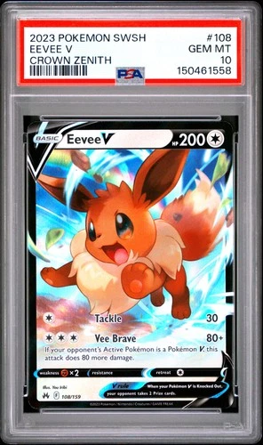 PSA 10 Eevee V 108/159 Sword Shield Crown Zenith Pokemon