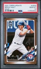 2021 Topps Update Gold Brock Holt 2013/2021 Texas Rangers #US30 PSA 10 POP 1