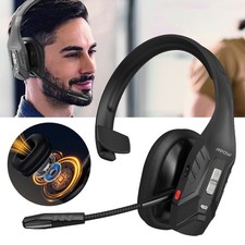 Bluetooth 5.3 Headset Single Ear Trucker Wireless Headset with Mic Mute Button