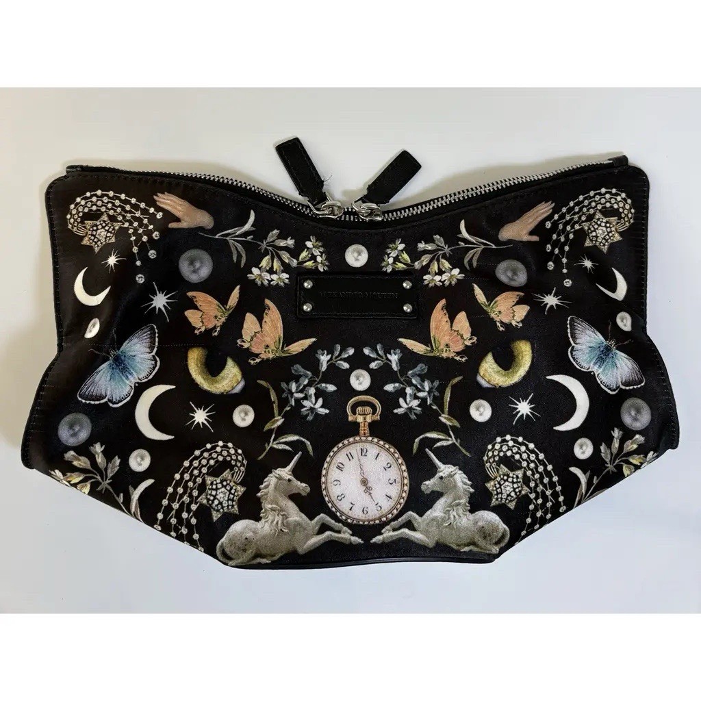 ALEXANDER McQueen Silk Nocturnal de Manta Clutch Obsession Rare