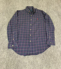 Ralph Lauren Long Sleeve Button Down Shirt Men Red Blue Plaid Cotton Size S