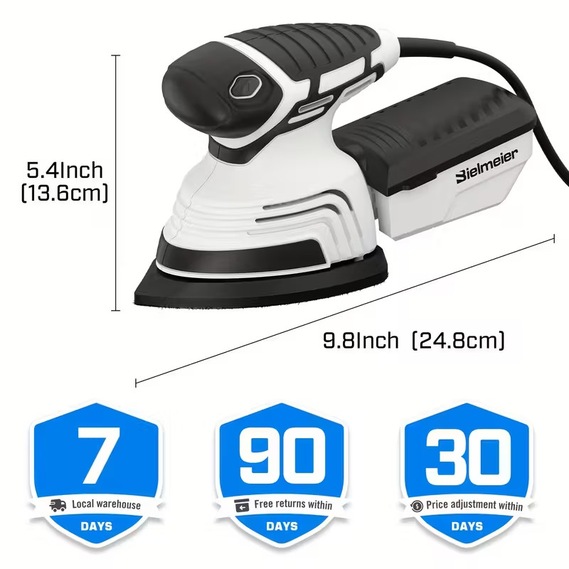 Detail Electric Sander With 12pcs Sandpaper, 120V 14000OPM
