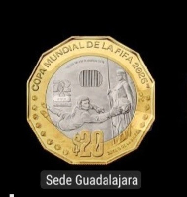 Mexico 2026 20 Pesos Copa Mundial de la FIFA Sede Guadalajara Bi-Metallic Coin