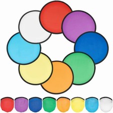 8 Colors Nylon Foldable Hand Fans with Bags - 9.8in DIY Colorful Folding Set