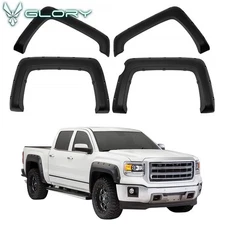 Fits 14-16 GMC Sierra 1500 Sanded Fender Flares Pocket Rivet Style Unpainted ABS