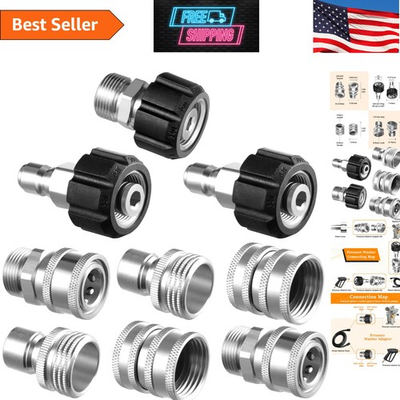 #ad Stainless Steel Pressure Washer Adapter Set 9 Versatile Quick Connect Fittings $65.99