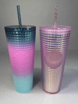 Starbucks Limited Edition  24 oz Venti Ombre Grid Tumblers unused Lot of 2