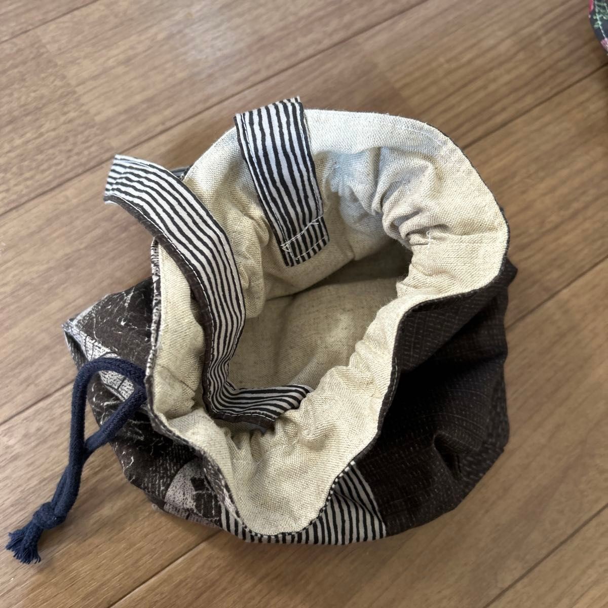 Japanese pattern drawstring bag striped accessory… - image 3