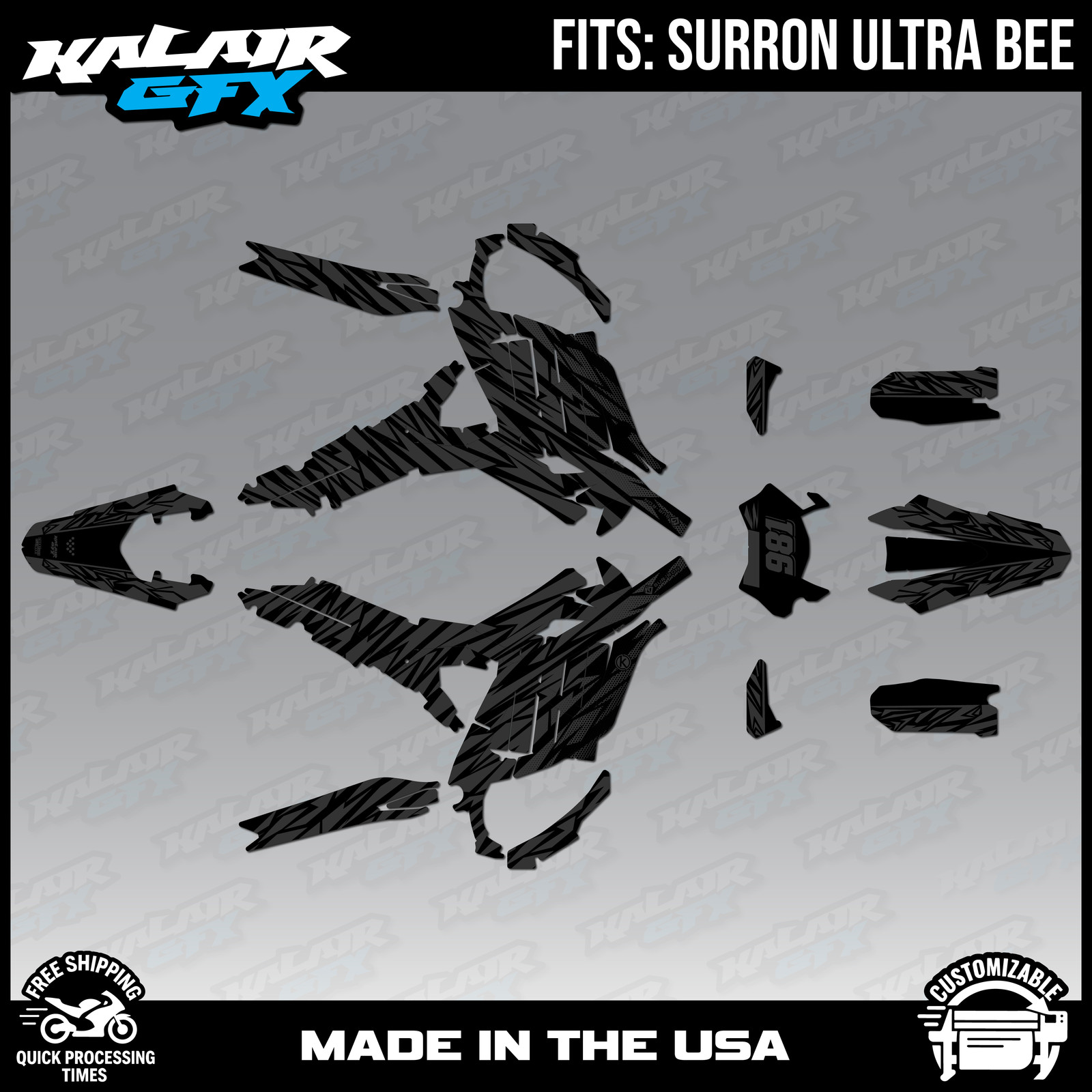 Graphics Kit for Sur-Ron ULTRA BEE R-TECH PLASTICS (All Years) Twitch-SMOKE