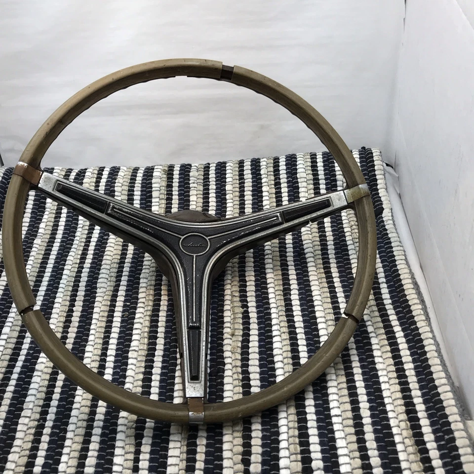 1967 1968 1969 AMC Javelin Steering Wheel Woodgrain Rim Trim 3 Spoke Horn Center - Image 3 of 4