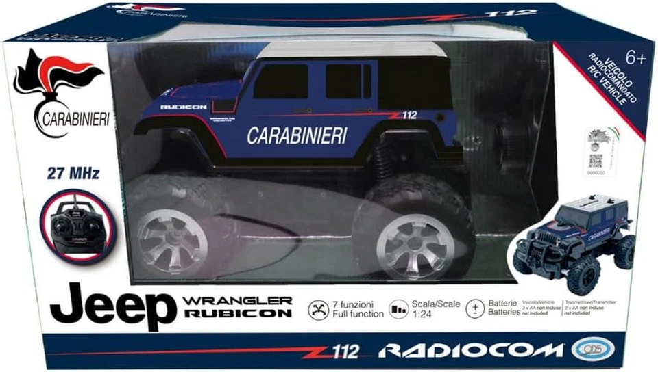 - Radiocom - Jeep Wrangler Carabinieri, Auto RC 27 Mhz, 7 Funzioni, Scala 1:24, - Immagine 2 di 4