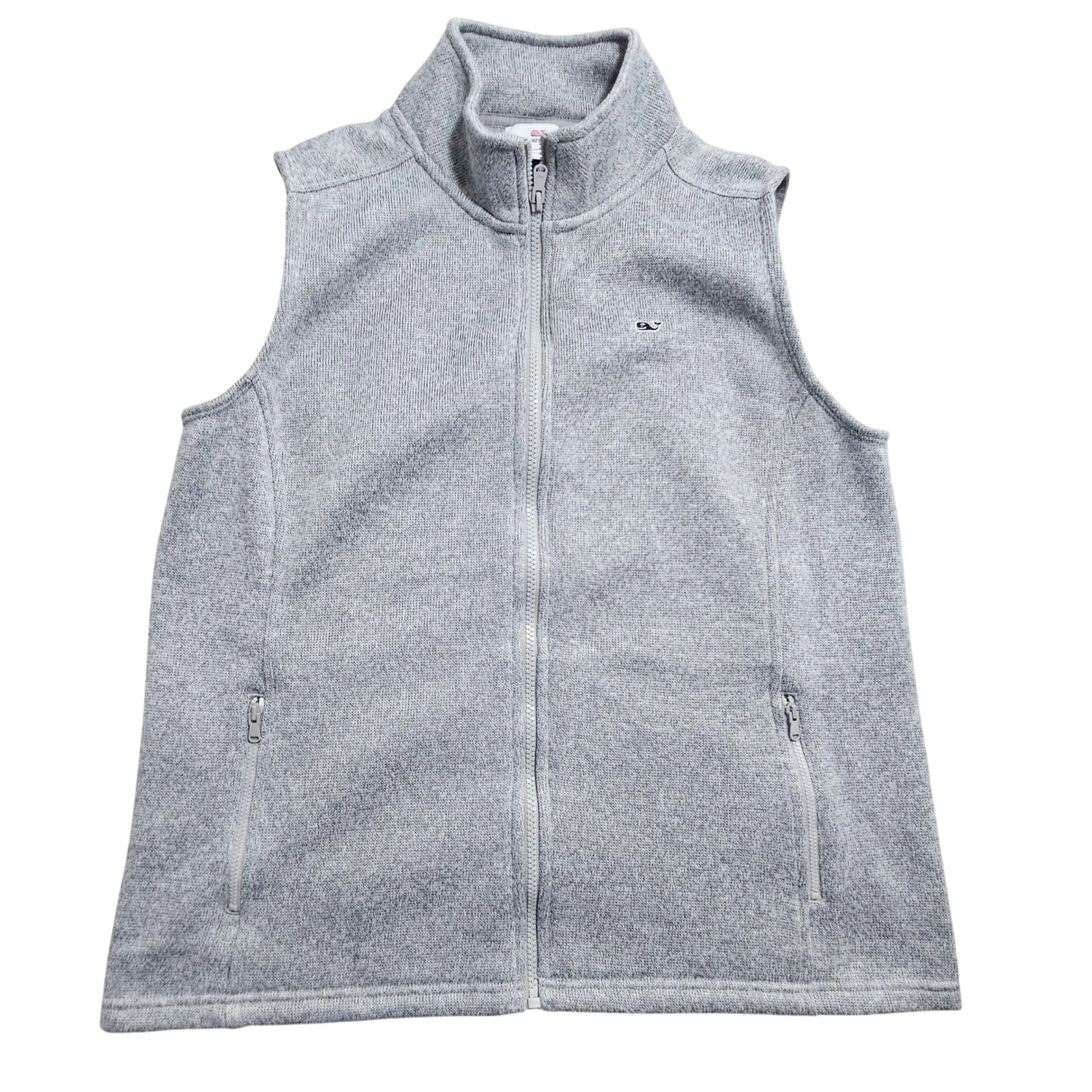 Vineyard Vines Sweater Fleece Vest Mens Large Gray Full Zip Mock Neck 20001139