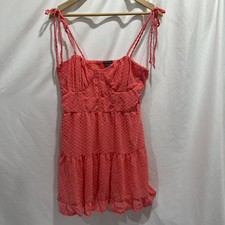 Wild Fable Women  s Pink Swiss Dot Mini Dress L Ruffle Hem Sleeveless NWT