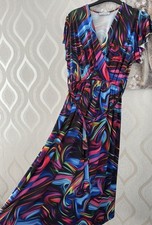 Vibrant Swirly Print Magic Maxi Midi Dress BNWT Plus Size L/XL 16 18 20 