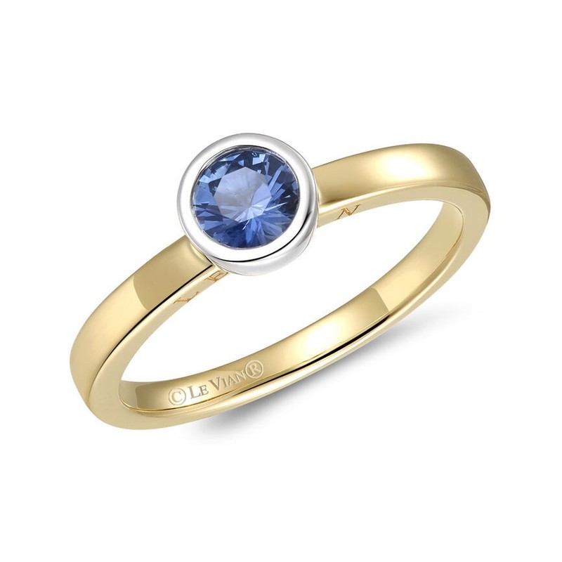 Le Vian 14K Yellow Gold Statement Ring for Women 0.45 cts Round Sapphire Size 7