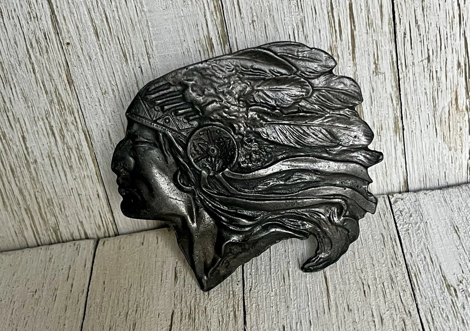 Cocar de penas vintage nativo americano com fivela de cinto - Imagem 2 de 3