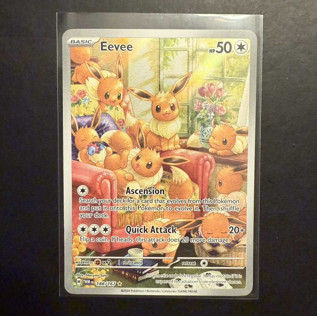 Pokémon Eevee Holo NM 188/167 Sv06 Twilight Masquerade Illustration Rare