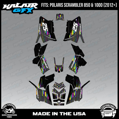 Graphics Kit for Polaris ATV Scrambler 850 1000 (2012+) Fracture - RAINBOW
