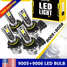 AUXITO 9005+9006 Combo 4 LED Headlight Kit Bulbs High Low Beam White 100000LM