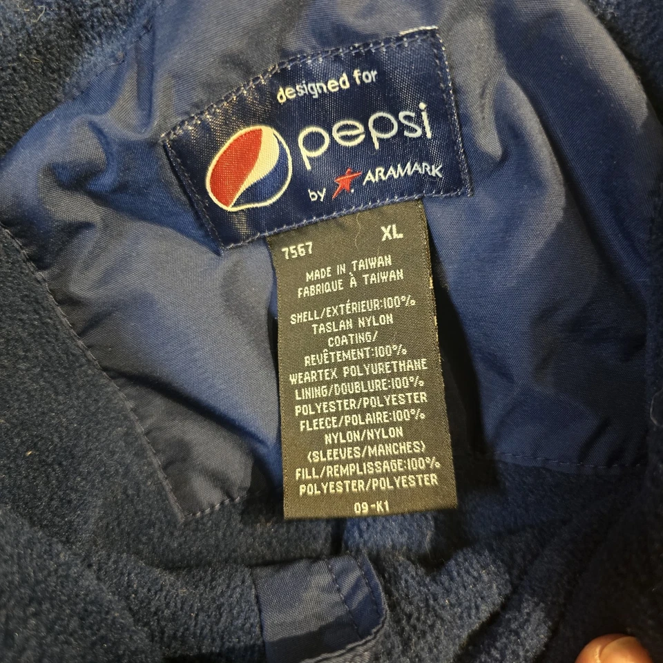 Pepsi Jacket Mens Size XLarge Blue Full Zip Fleece Lined Logo Aramark Workwear - Image 3 of 4