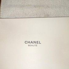 CHANEL BEAUTE Beige Canvas Makeup Bag with Mirror Cosmetic Case Travel Organizer