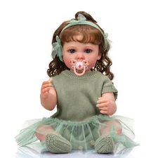 Lifelike Poseable Vinyl Reborn Baby Dolls 22in Newborn Cute Toy Gift For Kids