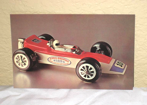 NOS unposted EZRA BROOKS decanter POSTCARD Ontario Motor Speedway California 500