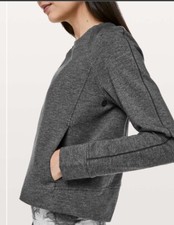 Lululemon On Track Crew Sweatshirt Heather Gray Front Pocket Size 4