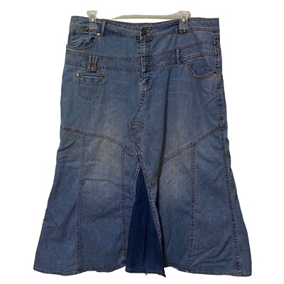 Jamie Nicole Patchwork Denim Flare Maxi Skirt Size 18 Y2K | eBay