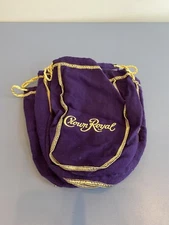 SET(5) SMALL CROWN ROYAL Purple & Gold Draw String Bags 7.5"L