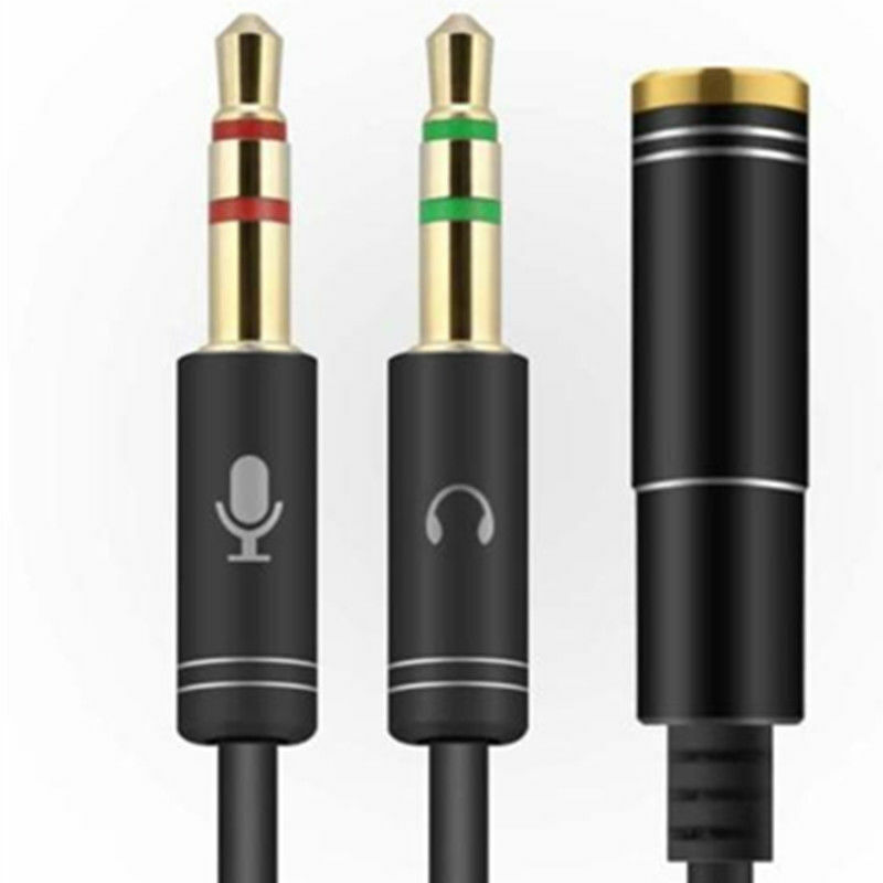 Audio Splitter Kabel Y Adapter Headset 3.5mm Klinke Buchse zu 2x Stecker Schwarz