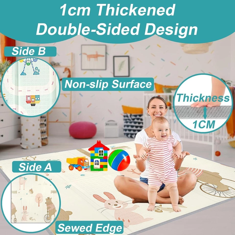 90x90cm Wooden Playpen Baby with Mat, Made from Solid Pine Wood, with Door - Image 4 of 4