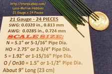 LMH WIRE N HO S O On30 21 Ga .032" .813 mm GRAB IRON Brake Rigging Piping 24 Pcs