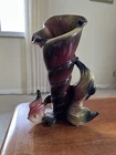 Vintage HULL EBB TIDE Fish And Shell Pottery Vase. 11" Tall EUC